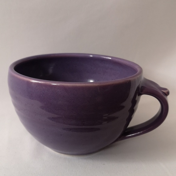 Set of Two Studio Art Pottery Coffee / Tea Mugs, Large Purple & Yellow Dragonfly - Picture 6 of 9